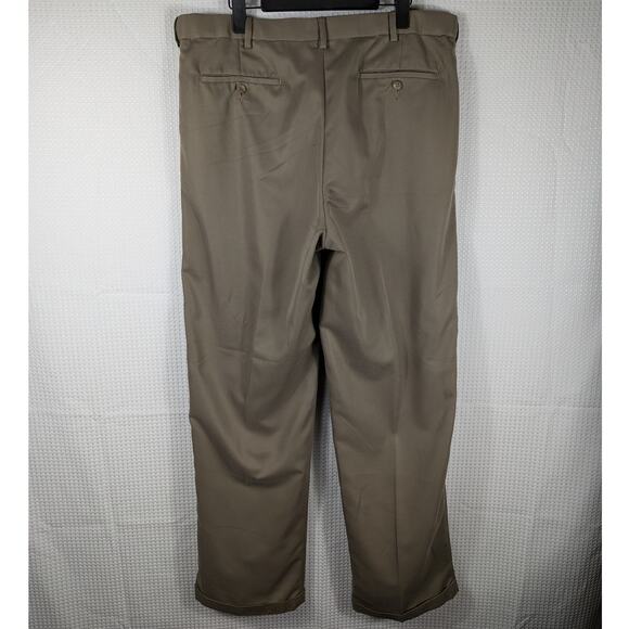 Perry Ellis America Pants 38x34 Mens Tan Pleated Dress Slacks Classic Fit - Picture 2 of 4